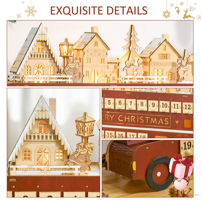 Light - Up Wooden Christmas Advent Calendar Bus with Daily Surprises - Monsta Online