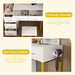 White Makeup Vanity with LED Lights 5 Drawers Power Outlet and Chair - Monsta Online