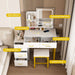 White Makeup Vanity with LED Lights 5 Drawers Power Outlet and Chair - Monsta Online