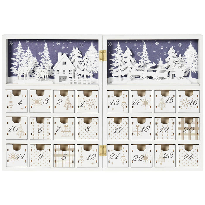 Christmas Countdown Calendar Wooden Book with 24 Fillable Drawers Holiday Décor - Monsta Online
