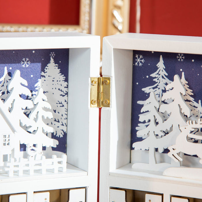Christmas Countdown Calendar Wooden Book with 24 Fillable Drawers Holiday Décor - Monsta Online