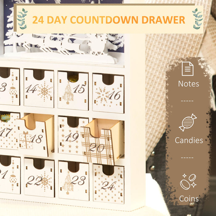 Christmas Countdown Calendar Wooden Book with 24 Fillable Drawers Holiday Décor - Monsta Online