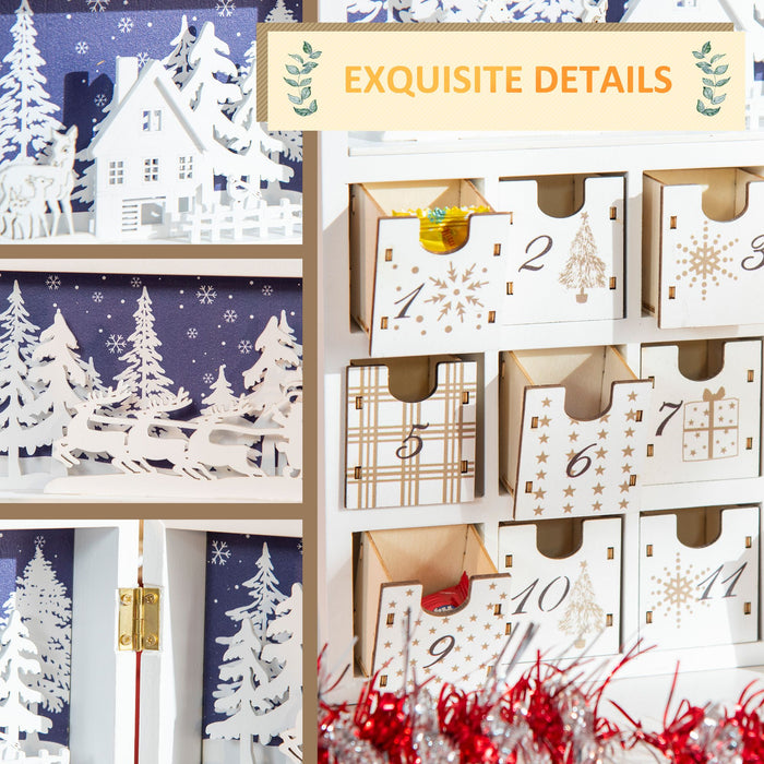 Christmas Countdown Calendar Wooden Book with 24 Fillable Drawers Holiday Décor - Monsta Online