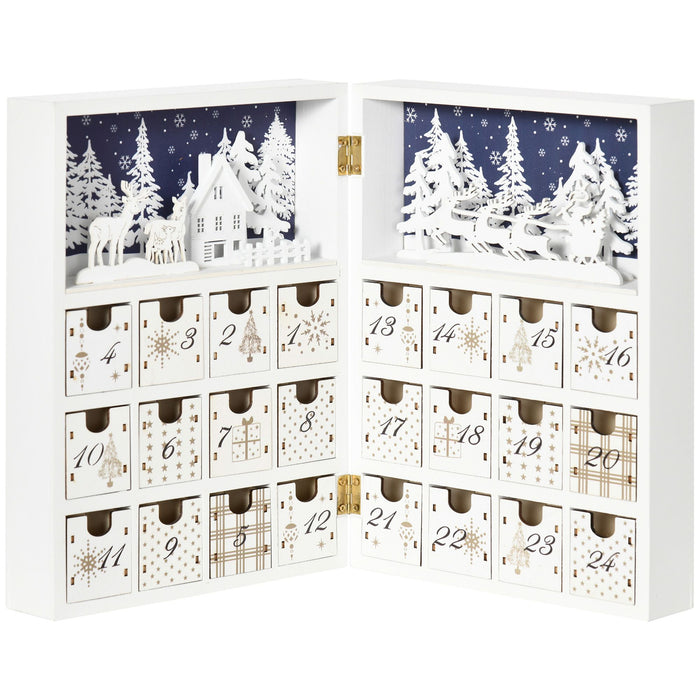 Christmas Countdown Calendar Wooden Book with 24 Fillable Drawers Holiday Décor - Monsta Online