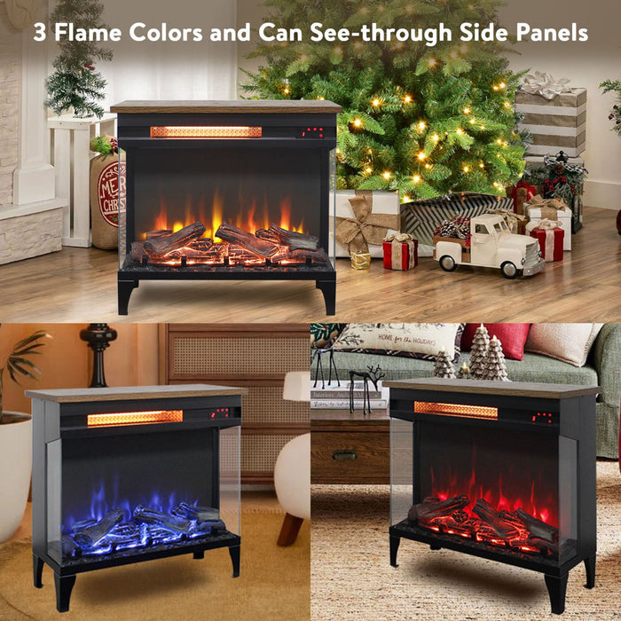 24" Modern Electric Fireplace Three - Sided Glass with Remote and Adjustable Flame - Monsta Online