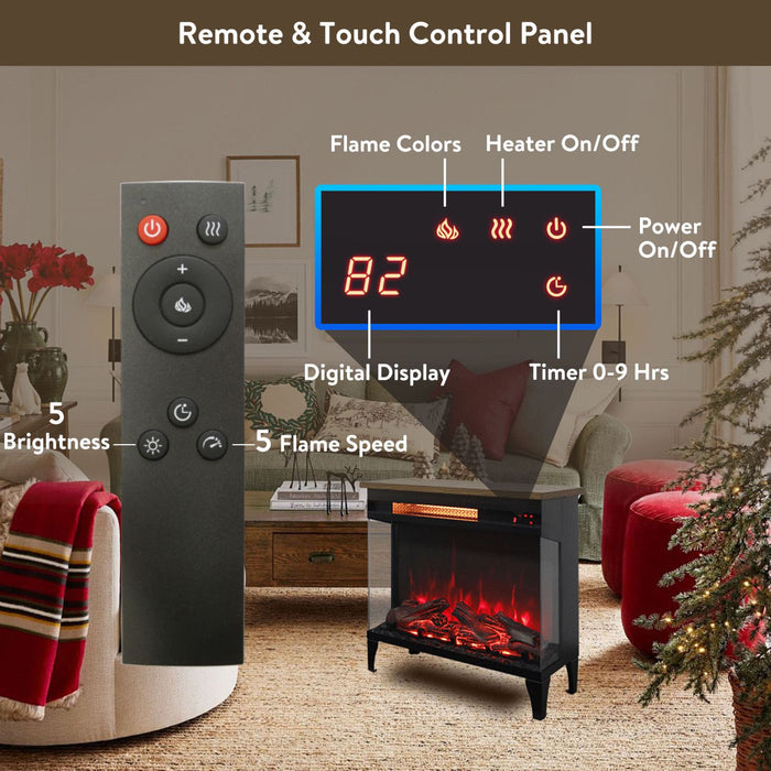 24" Modern Electric Fireplace Three - Sided Glass with Remote and Adjustable Flame - Monsta Online