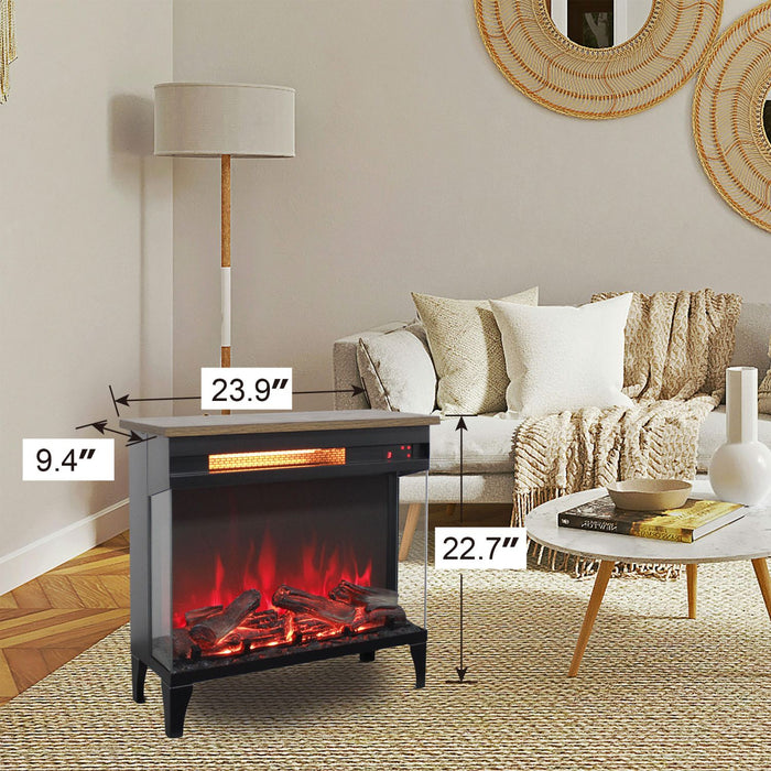 24" Modern Electric Fireplace Three - Sided Glass with Remote and Adjustable Flame - Monsta Online