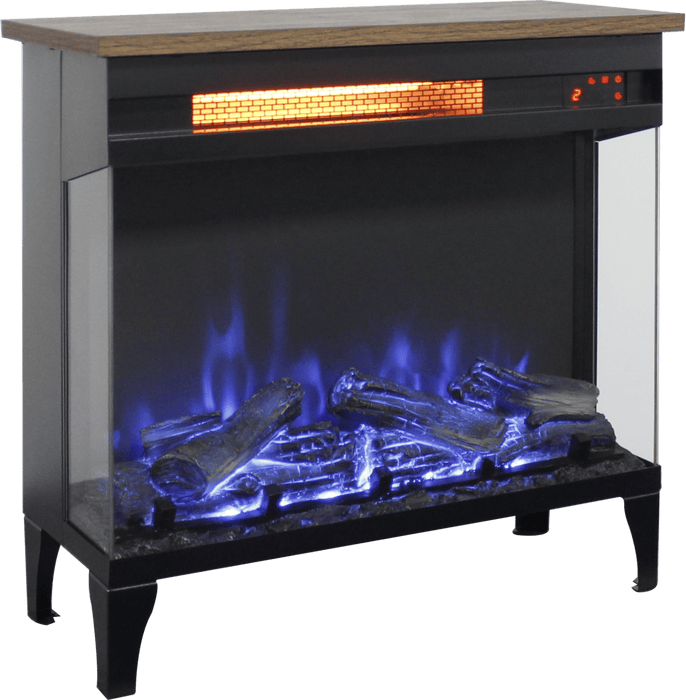 24" Modern Electric Fireplace Three - Sided Glass with Remote and Adjustable Flame - Monsta Online