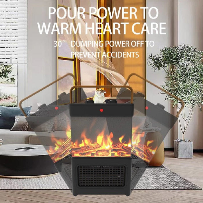 1500W Portable Electric Fireplace Heater with 3D Flame for Home and Office - Monsta Online