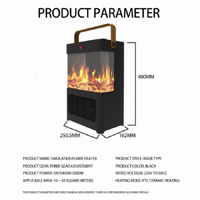 1500W Portable Electric Fireplace Heater with 3D Flame for Home and Office - Monsta Online