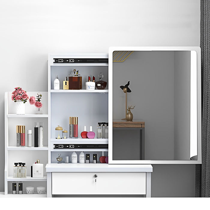 White Light - Up Makeup Vanity with Drawers Sliding LED Mirror and Cushioned Stool - Monsta Online