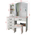 White Makeup Vanity Desk with Sliding Mirror Lights 6 Drawers and Matching Chair - Monsta Online