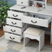White Makeup Vanity Desk with Sliding Mirror Lights 6 Drawers and Matching Chair - Monsta Online