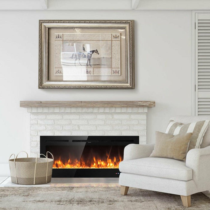 50 Inch Electric Fireplace Insert Wall Mounted with Adjustable Brightness and Remote - Monsta Online