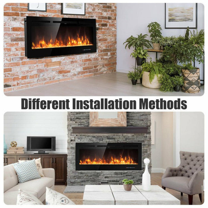 50 Inch Electric Fireplace Insert Wall Mounted with Adjustable Brightness and Remote - Monsta Online
