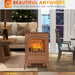 22 Inch Dark Brown Freestanding Electric Fireplace Heater with Realistic Flames - Monsta Online