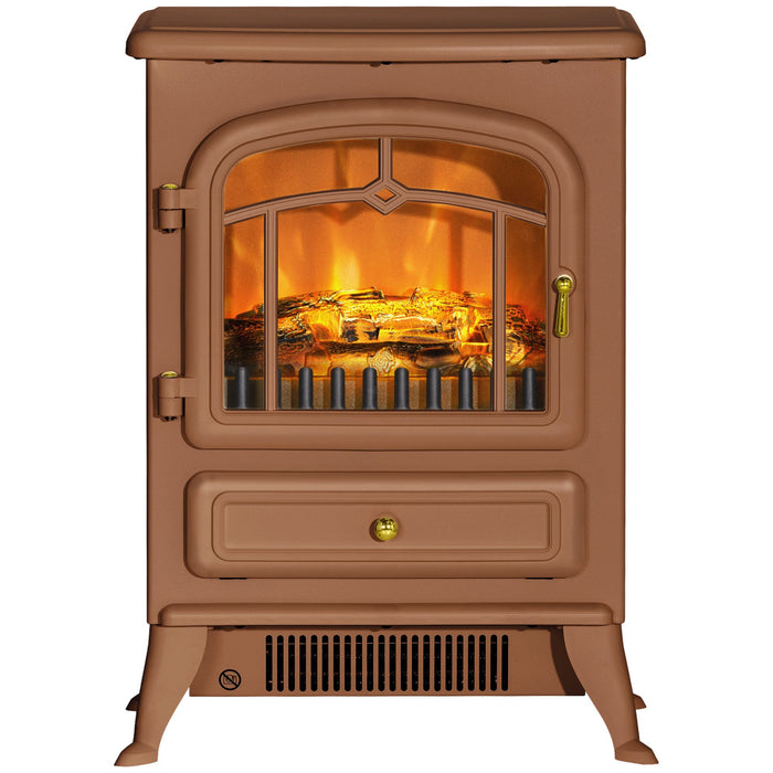 22 Inch Dark Brown Freestanding Electric Fireplace Heater with Realistic Flames - Monsta Online