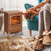 22 Inch Dark Brown Freestanding Electric Fireplace Heater with Realistic Flames - Monsta Online