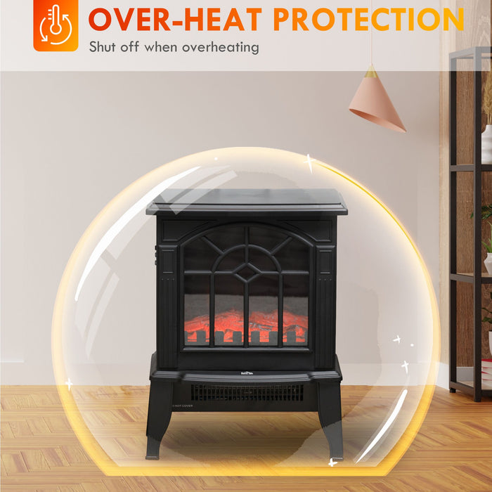 18" Black Electric Fireplace Stove with Realistic Flame - Monsta Online