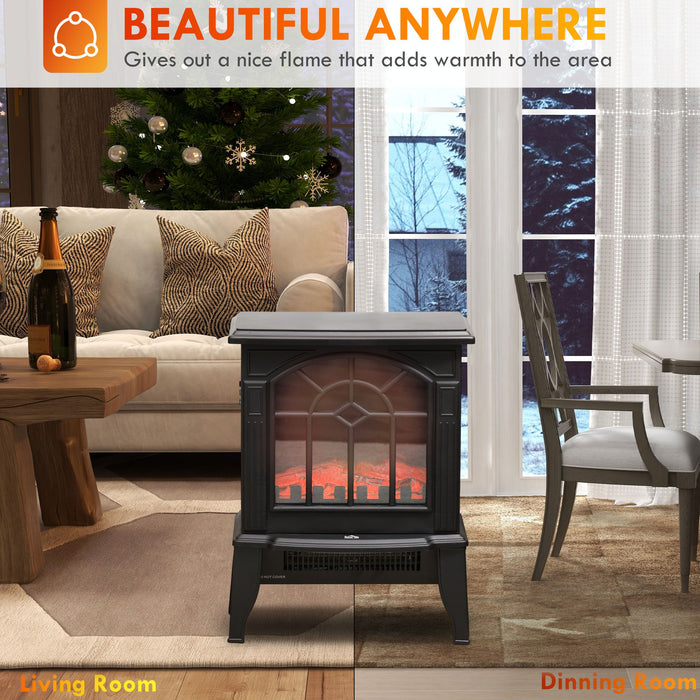 18" Black Electric Fireplace Stove with Realistic Flame - Monsta Online