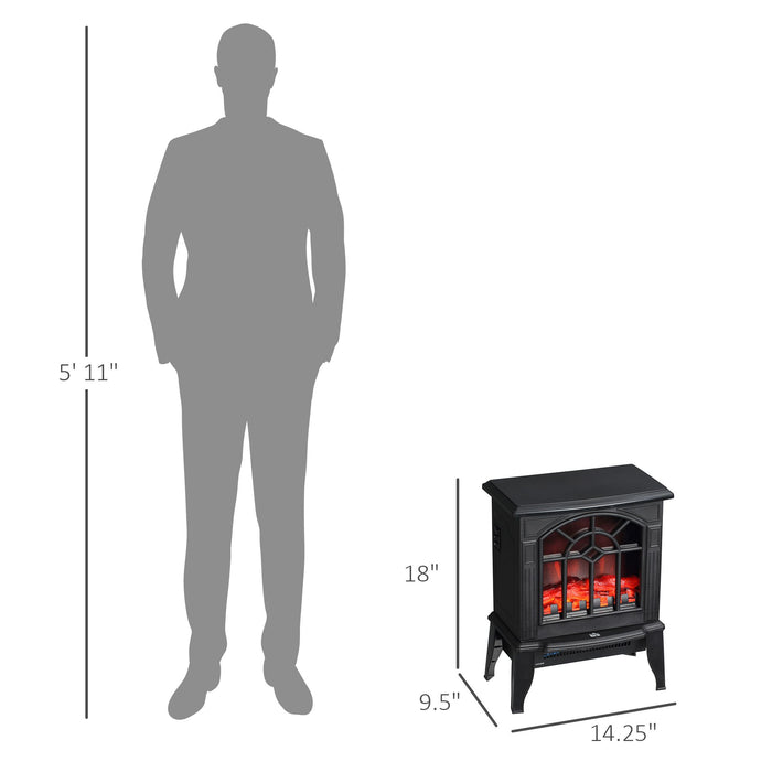 18" Black Electric Fireplace Stove with Realistic Flame - Monsta Online