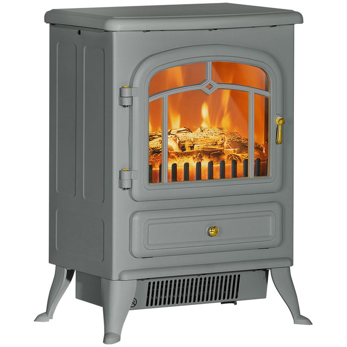 22 Inch Gray Electric Fireplace Stove Heater with Realistic Flame Effect - Monsta Online