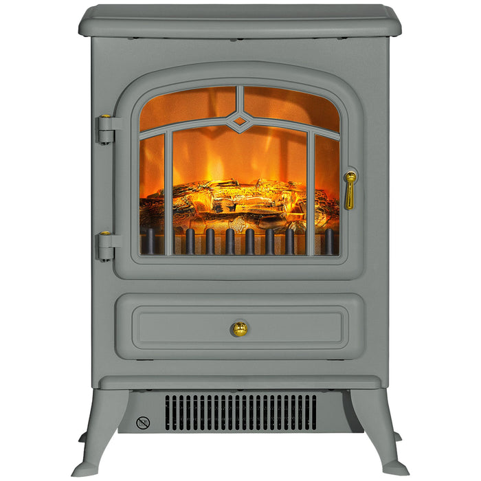 22 Inch Gray Electric Fireplace Stove Heater with Realistic Flame Effect - Monsta Online