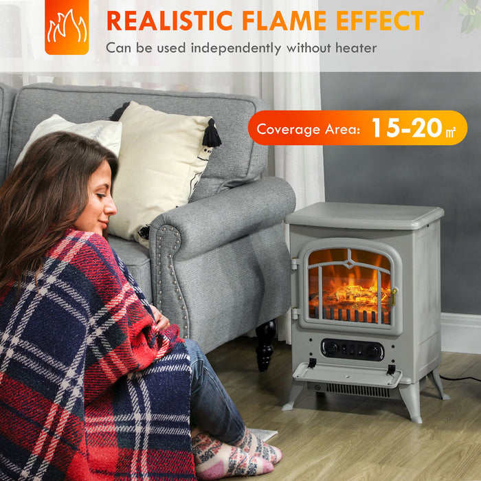 22 Inch Gray Electric Fireplace Stove Heater with Realistic Flame Effect - Monsta Online