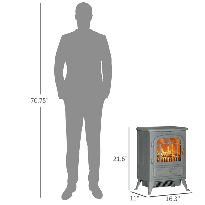 22 Inch Gray Electric Fireplace Stove Heater with Realistic Flame Effect - Monsta Online