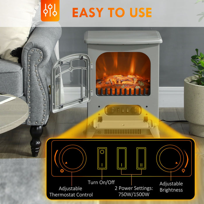 22 Inch Gray Electric Fireplace Stove Heater with Realistic Flame Effect - Monsta Online