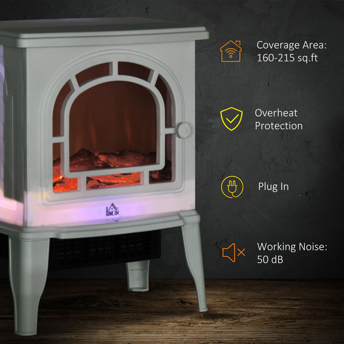 18 Inch White Electric Fireplace Heater with LED Flame - Monsta Online
