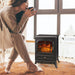 22 Inch Freestanding Electric Fireplace Heater with Realistic Flame in Black - Monsta Online