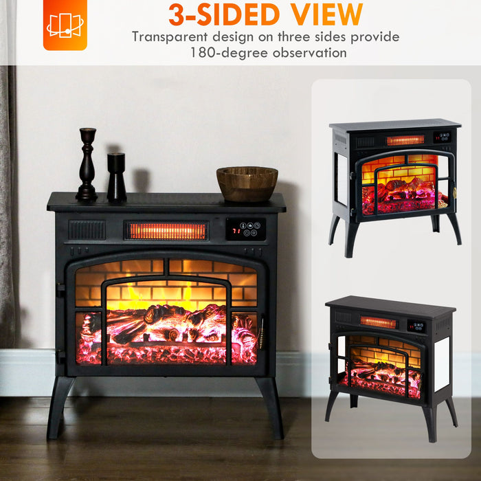 22 Inch Black Freestanding Electric Fireplace Stove Heater - Monsta Online