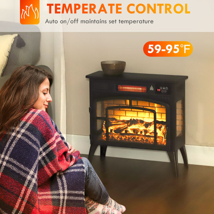 22 Inch Black Freestanding Electric Fireplace Stove Heater - Monsta Online