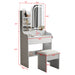 White Light - Up Vanity Desk with Mirror 3 Color LED and Cushioned Stool Set - Monsta Online