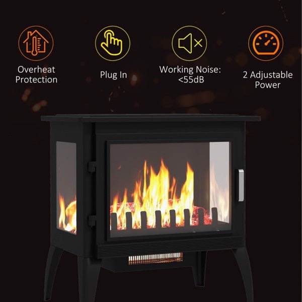 24 Inch Freestanding Electric Fireplace Stove Heater with Realistic Flame - Monsta Online