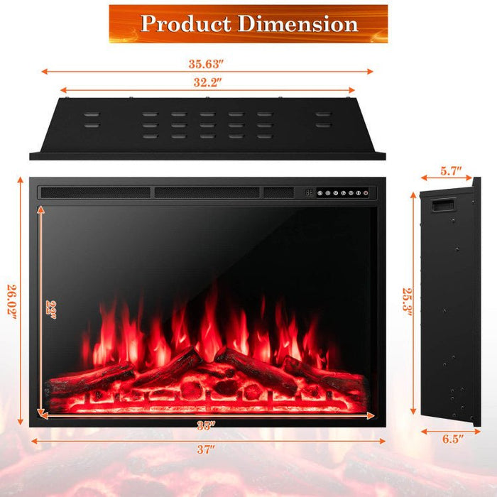 37 Inch Recessed Electric Fireplace Insert with Remote and Flame Settings - Monsta Online