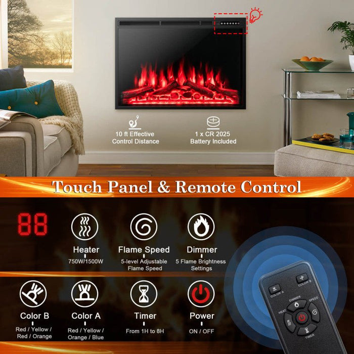 37 Inch Recessed Electric Fireplace Insert with Remote and Flame Settings - Monsta Online