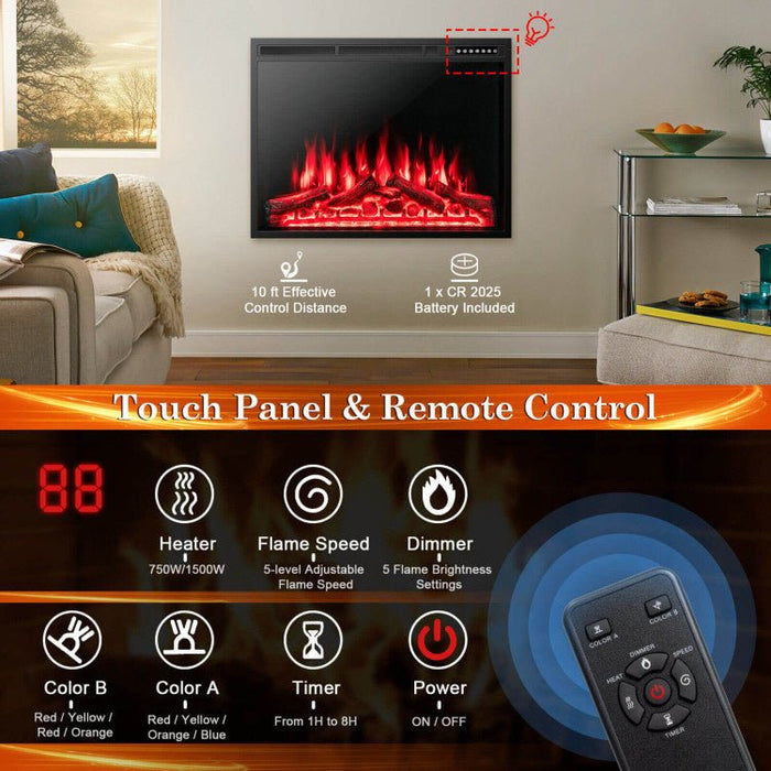 37 Inch Recessed Electric Fireplace Insert with Remote and Flame Settings - Monsta Online