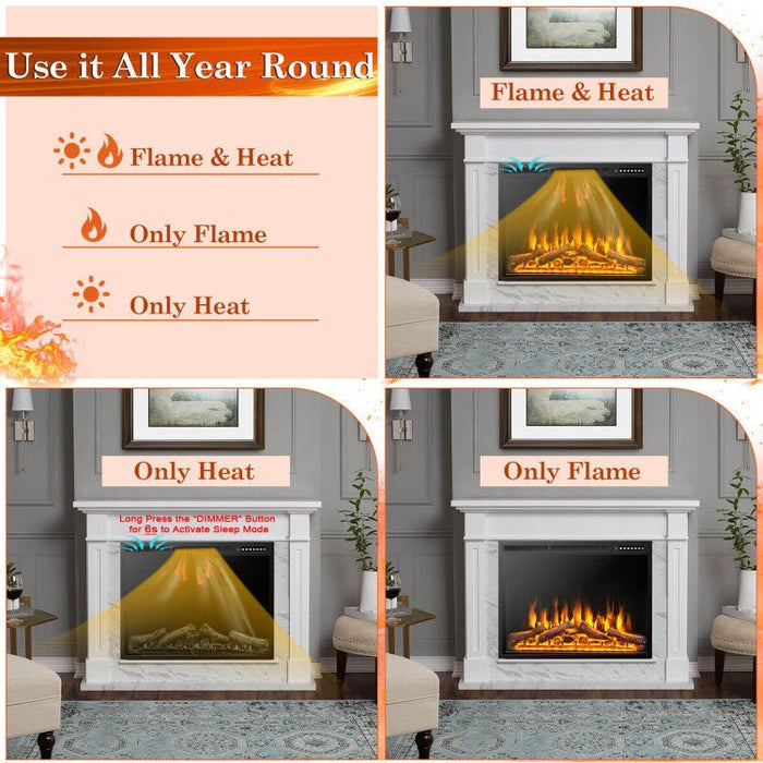 37 Inch Recessed Electric Fireplace Insert with Remote and Flame Settings - Monsta Online