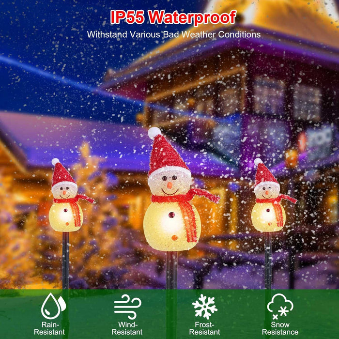 3 - Pack Solar Powered Christmas Snowman Stake Lights, Weatherproof Yard Decor - Monsta Online