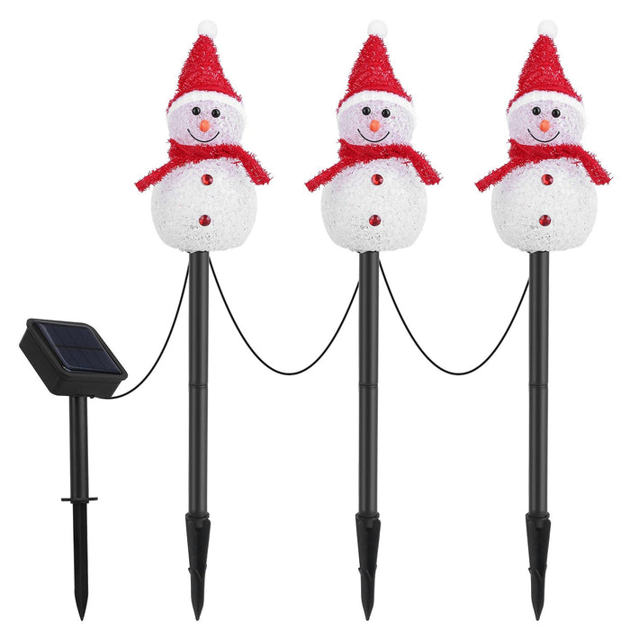 3 - Pack Solar Powered Christmas Snowman Stake Lights, Weatherproof Yard Decor - Monsta Online