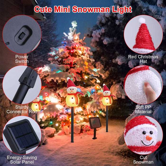3 - Pack Solar Powered Christmas Snowman Stake Lights, Weatherproof Yard Decor - Monsta Online