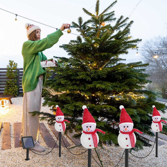3 - Pack Solar Powered Christmas Snowman Stake Lights, Weatherproof Yard Decor - Monsta Online