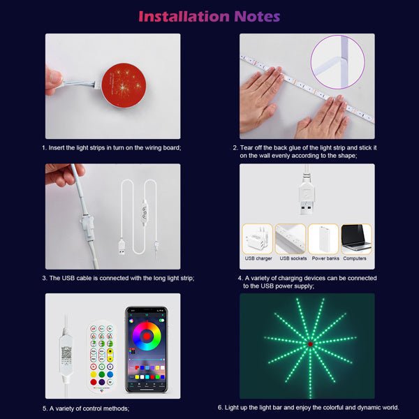 RGB Christmas Firework LED Strip Lights with Music Sync and App Control - Monsta Online