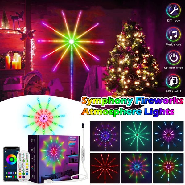 RGB Christmas Firework LED Strip Lights with Music Sync and App Control - Monsta Online