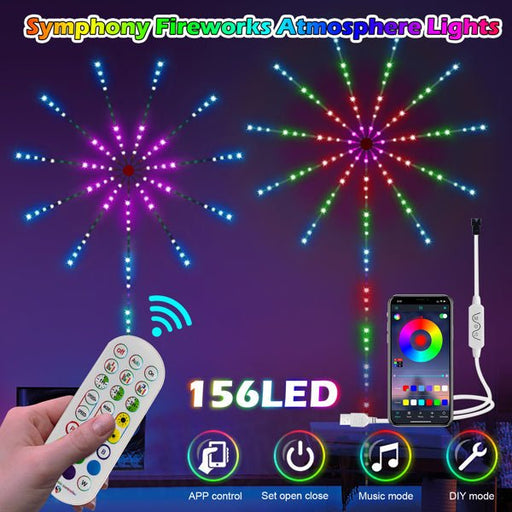 RGB Christmas Firework LED Strip Lights with Music Sync and App Control - Monsta Online