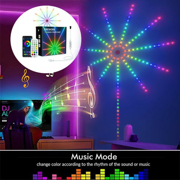 RGB Christmas Firework LED Strip Lights with Music Sync and App Control - Monsta Online