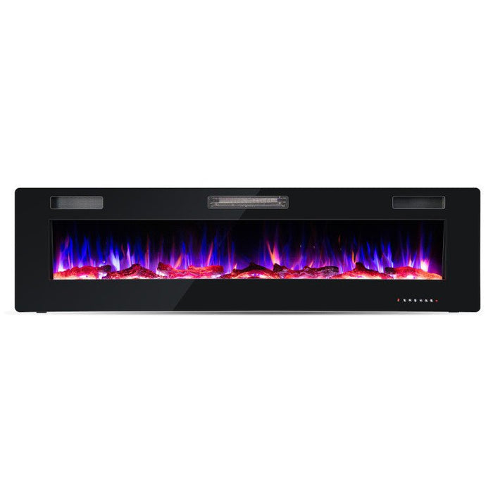 68 Inch Ultra - Thin Wall Mounted Electric Fireplace Insert with Remote, Crystals and Logs - Monsta Online