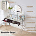 Elegant Makeup Vanity with Mirror Lights Drawers Metal Build and Charging Station - Monsta Online